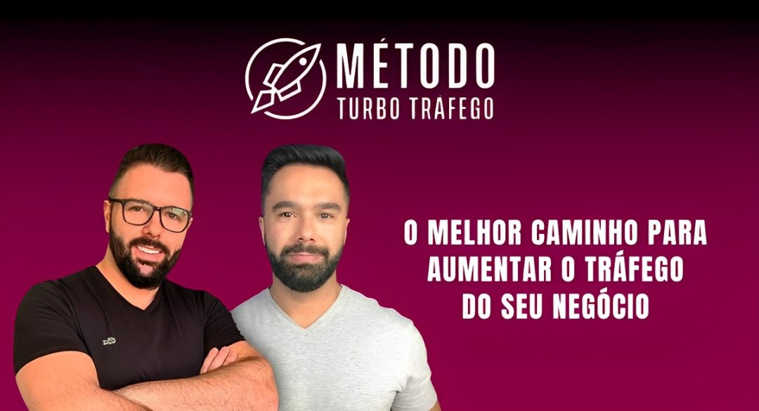 banner de divulgação do curso Método Turbo Tráfego com a imagem do Alex Vargas e do Douglas Castro